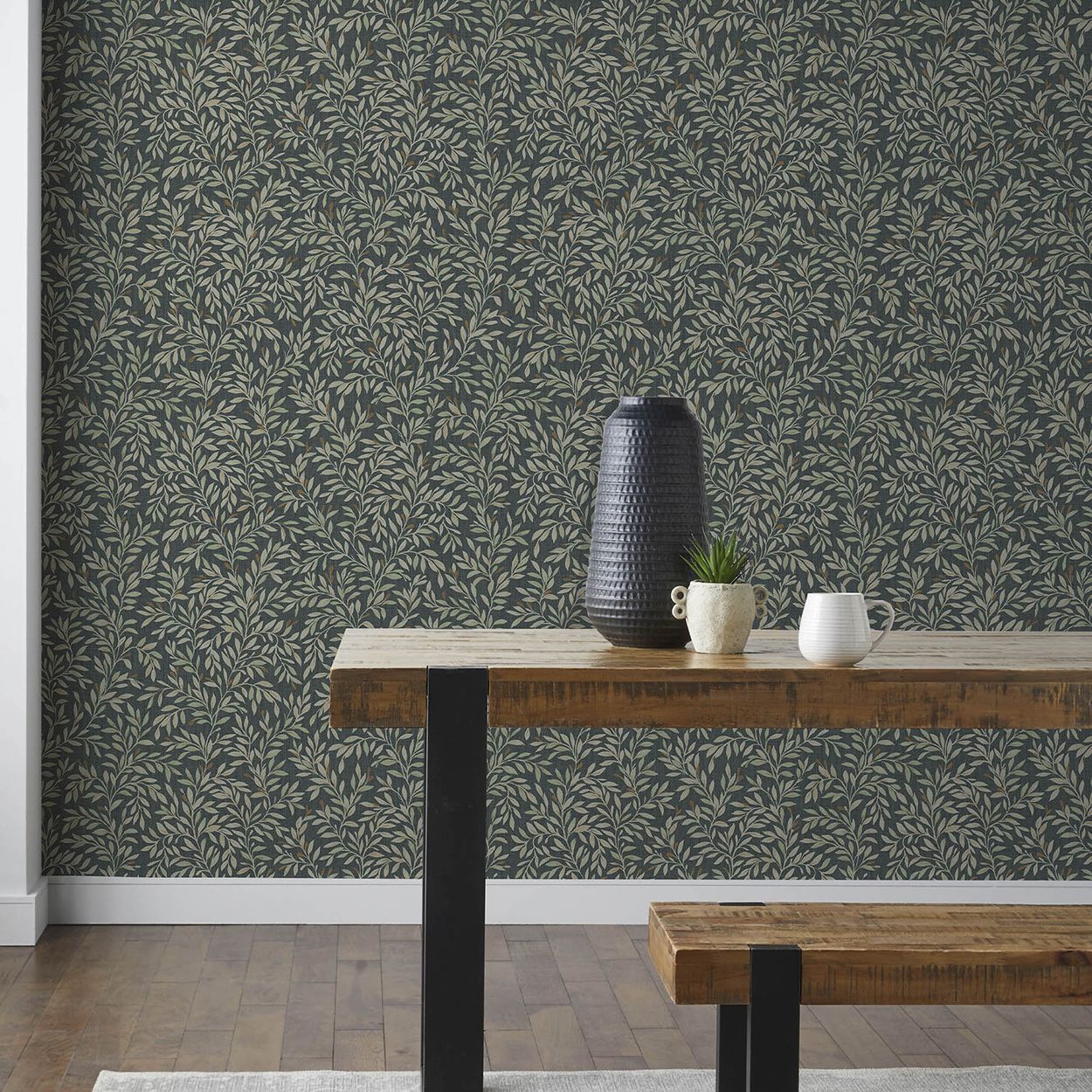 Next Ditsy Leaf Emerald Wallpaper