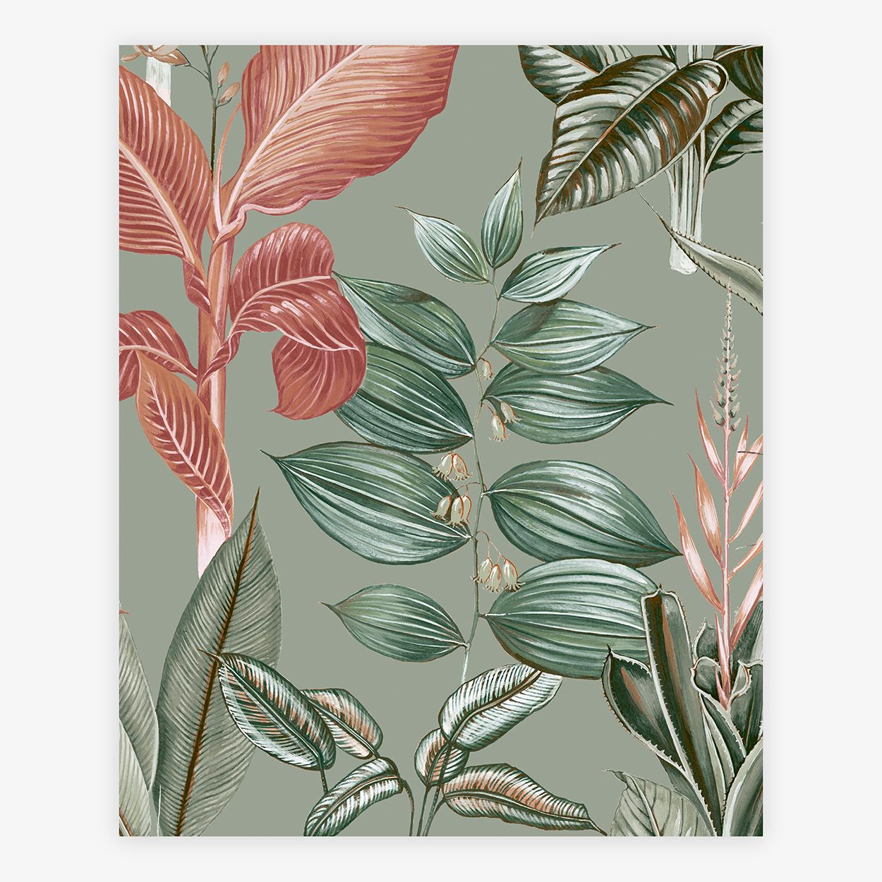 Next Rainforest Leaves Sage Wallpaper
