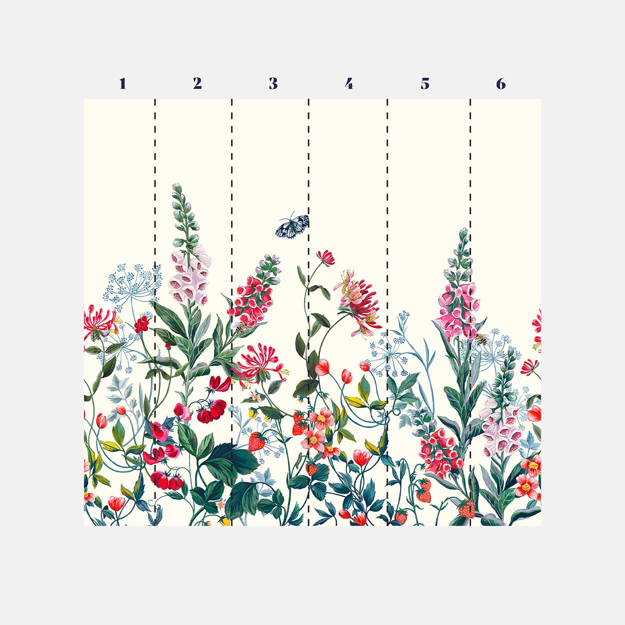 Joules Permaculture Garden Creme Fixed Width Wall Mural