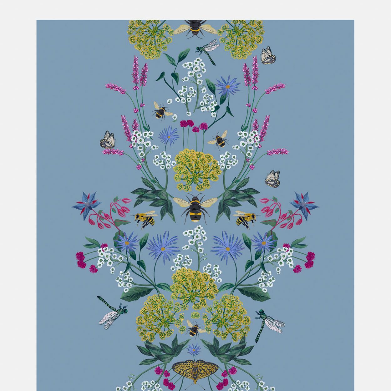 Joules Perfect Pollinators Haze Blue Wallpaper