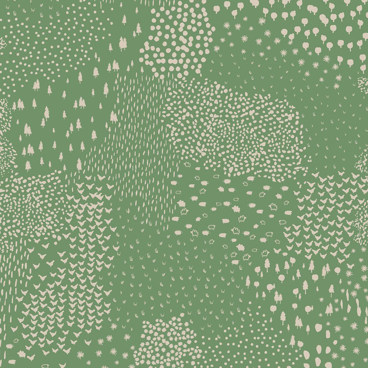 Joules Mono Farm Green Wallpaper