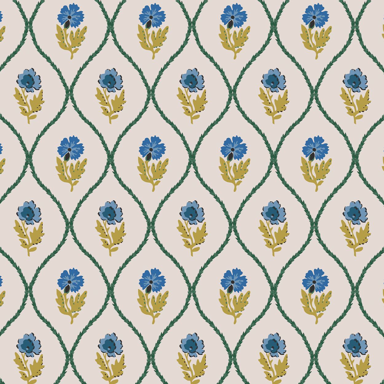 Joules Trellis Floral Creme Gold Wallpaper