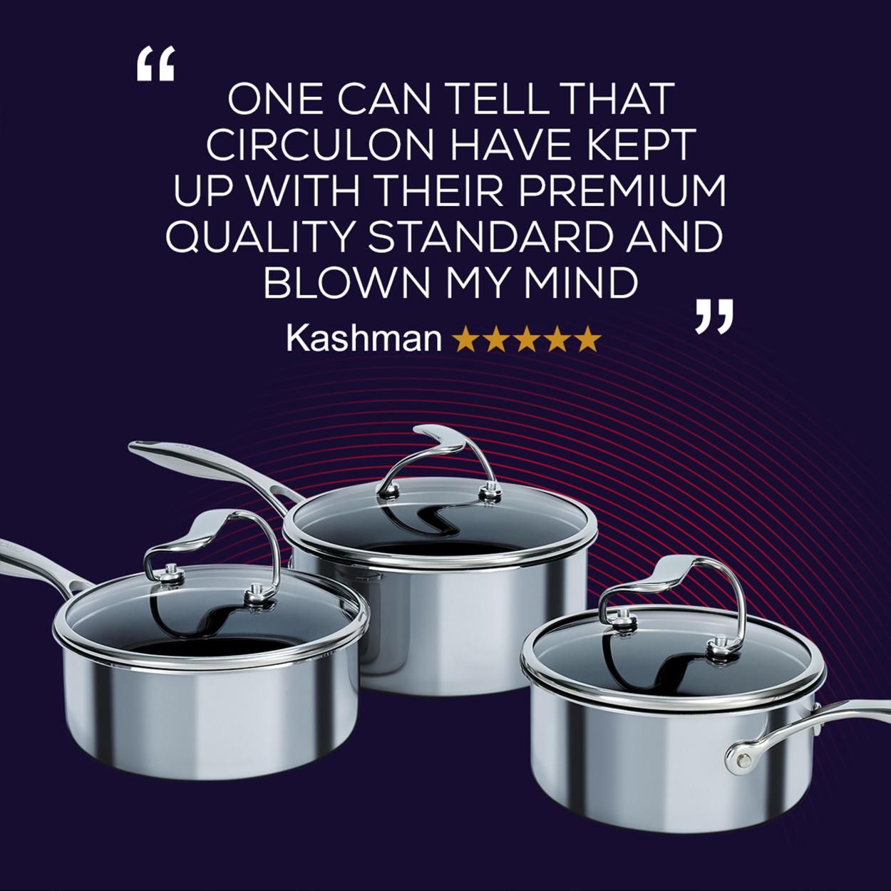 Circulon Clad Stainless Steel Induction 3pce Saucepan Set non stick