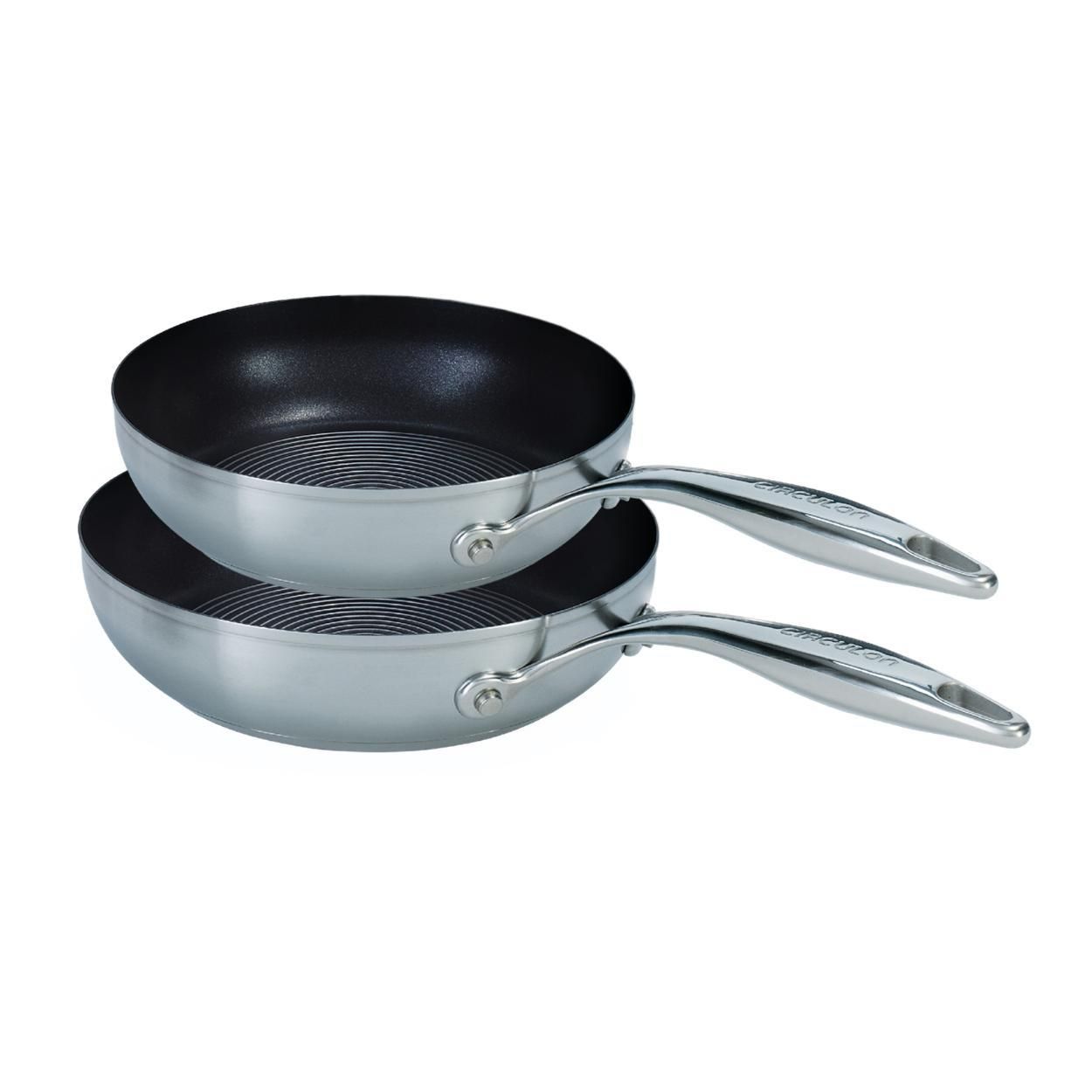 Circulon Stainless Induction Set of 2 frys with Hybrid Non stick