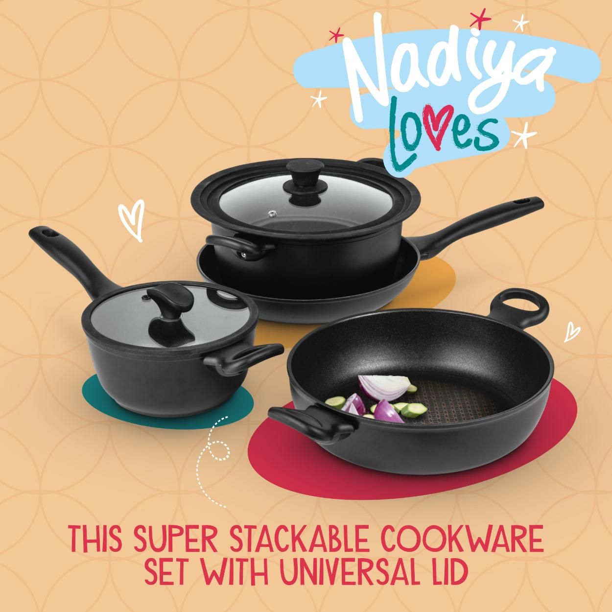 Prestige X Nadiya Stackable Induction Pan set