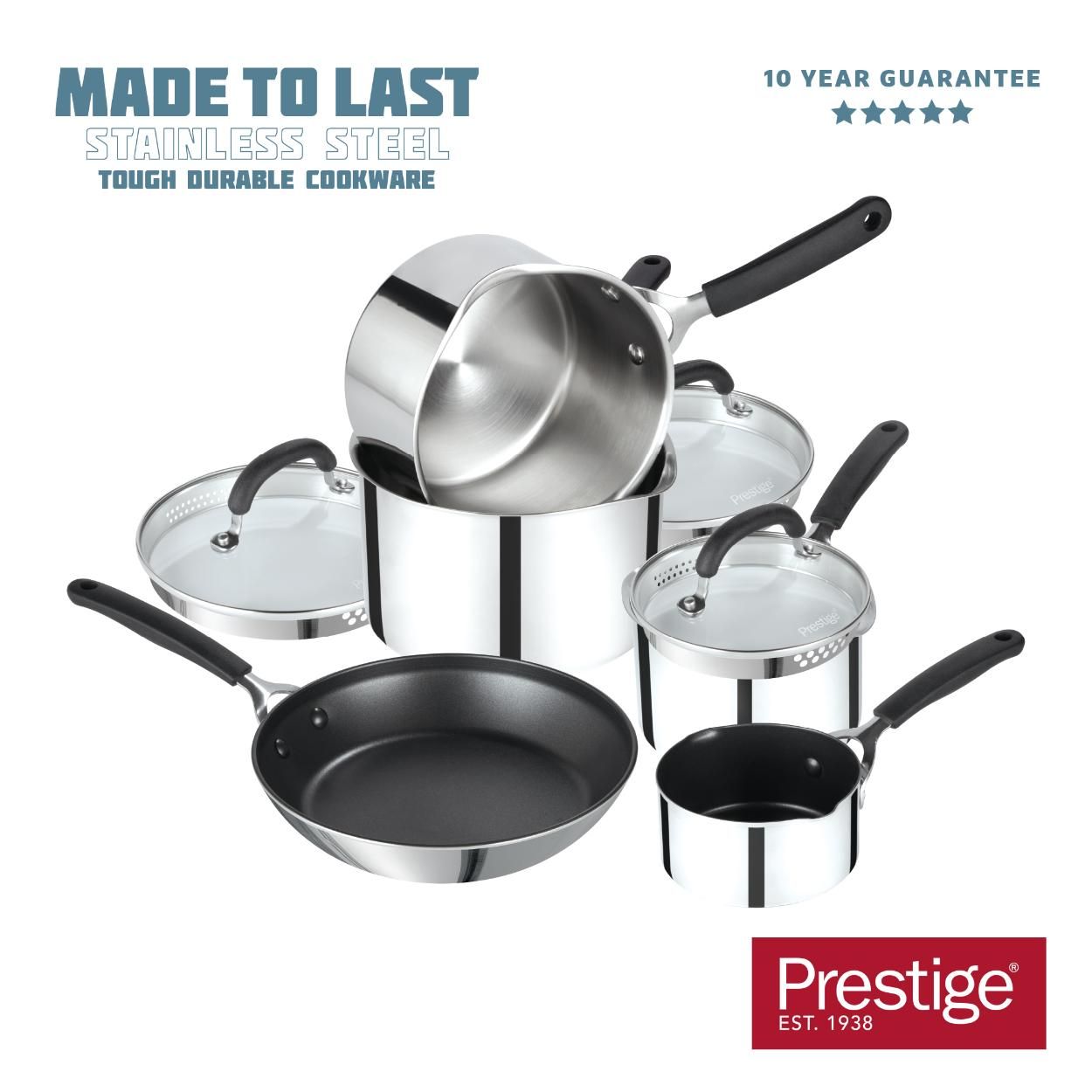 Prestige Made to Last Stainless Steel Cookware Set, 5pce