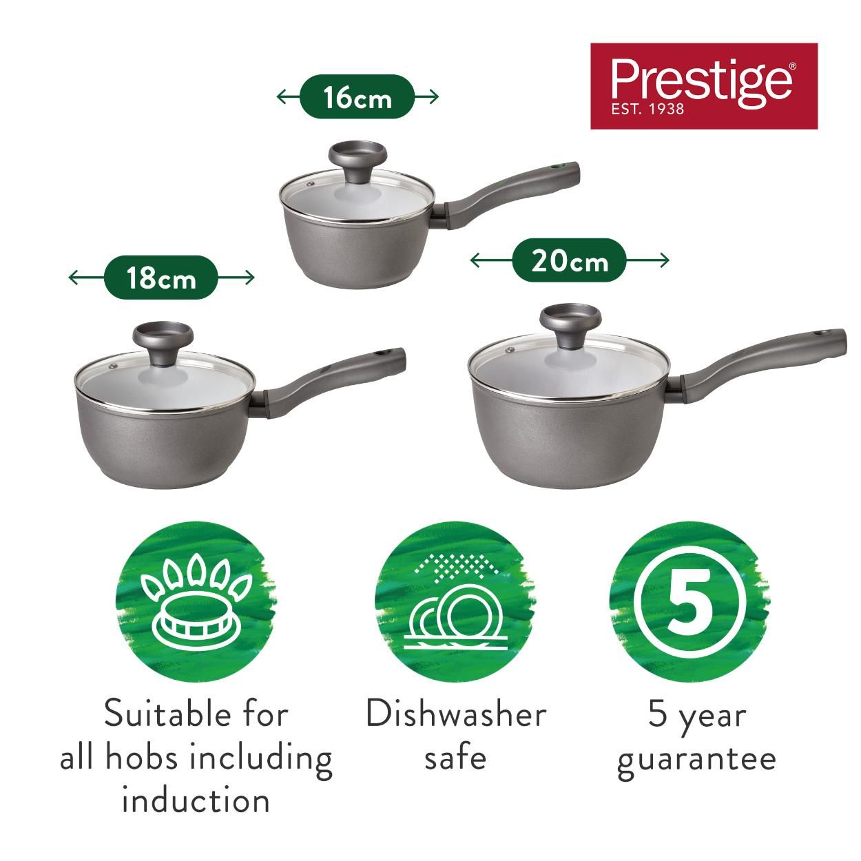 Earth Pan 3 Piece Non Stick Saucepan Set