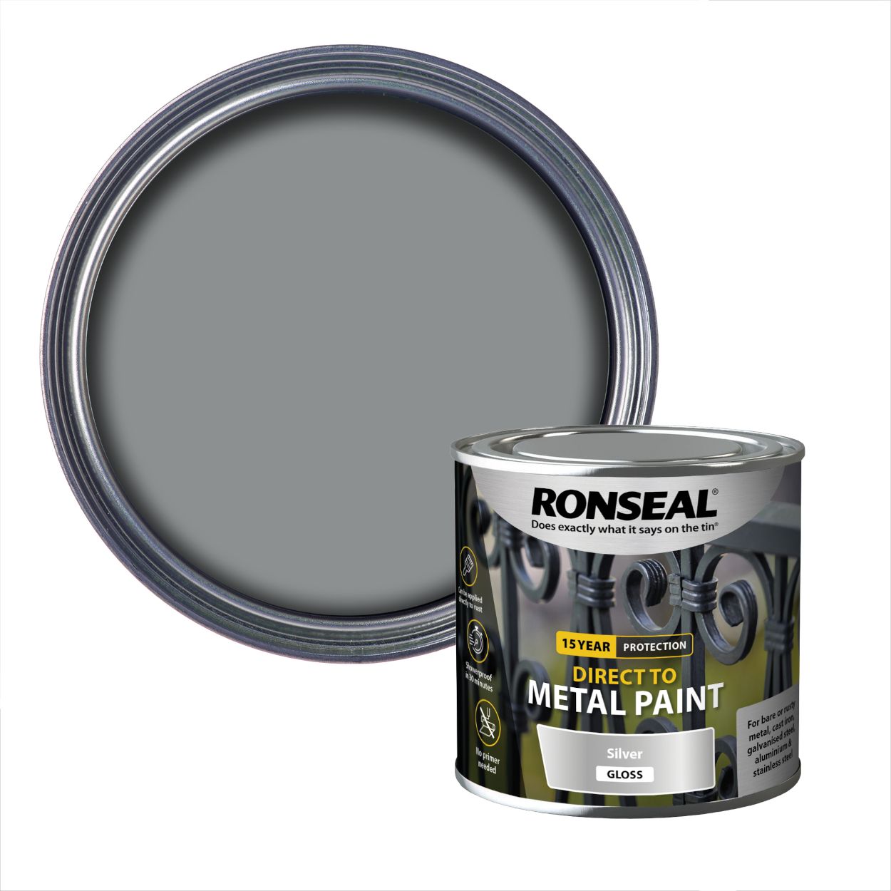 Ronseal Direct To Metal Silver Gloss 250ml