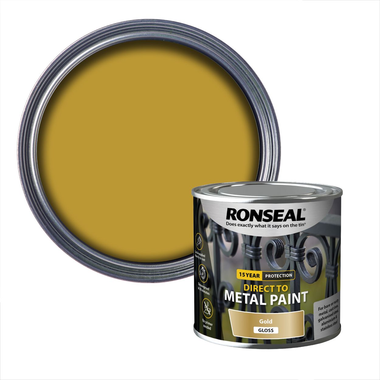 Ronseal Direct To Metal Gold Gloss 250ml