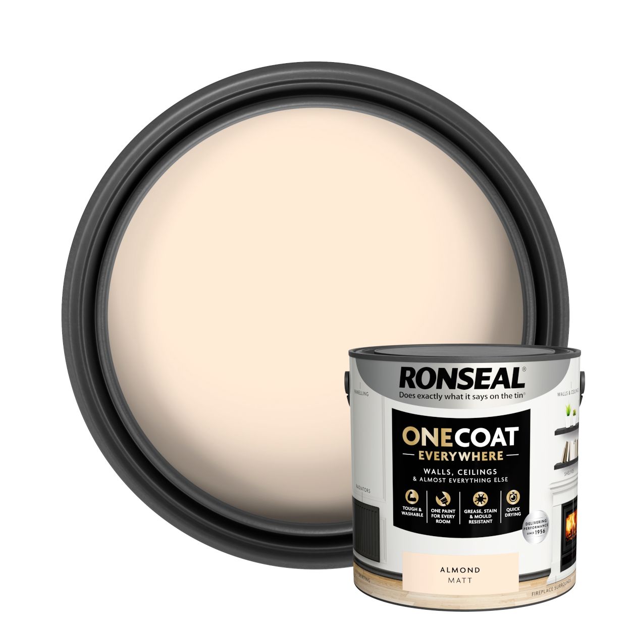 Ronseal One Coat Everywhere Paint Almond Matt 2.5L