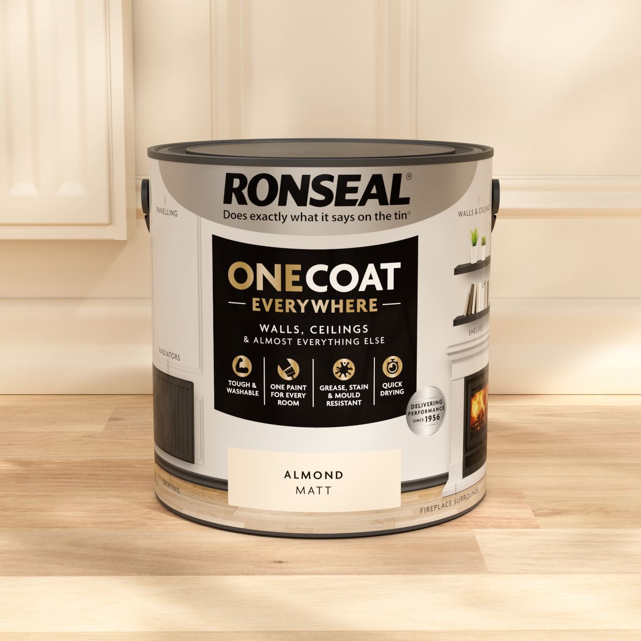 Ronseal One Coat Everywhere Paint Almond Matt 2.5L