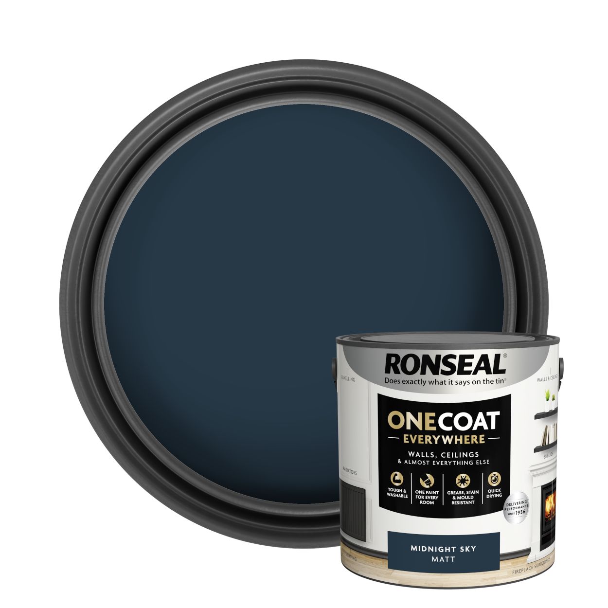Ronseal One Coat Everywhere Paint Midnight Sky Matt 2.5L