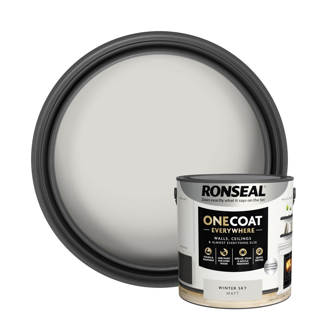 Ronseal One Coat Everywhere Paint Winter Sky Matt 2.5L
