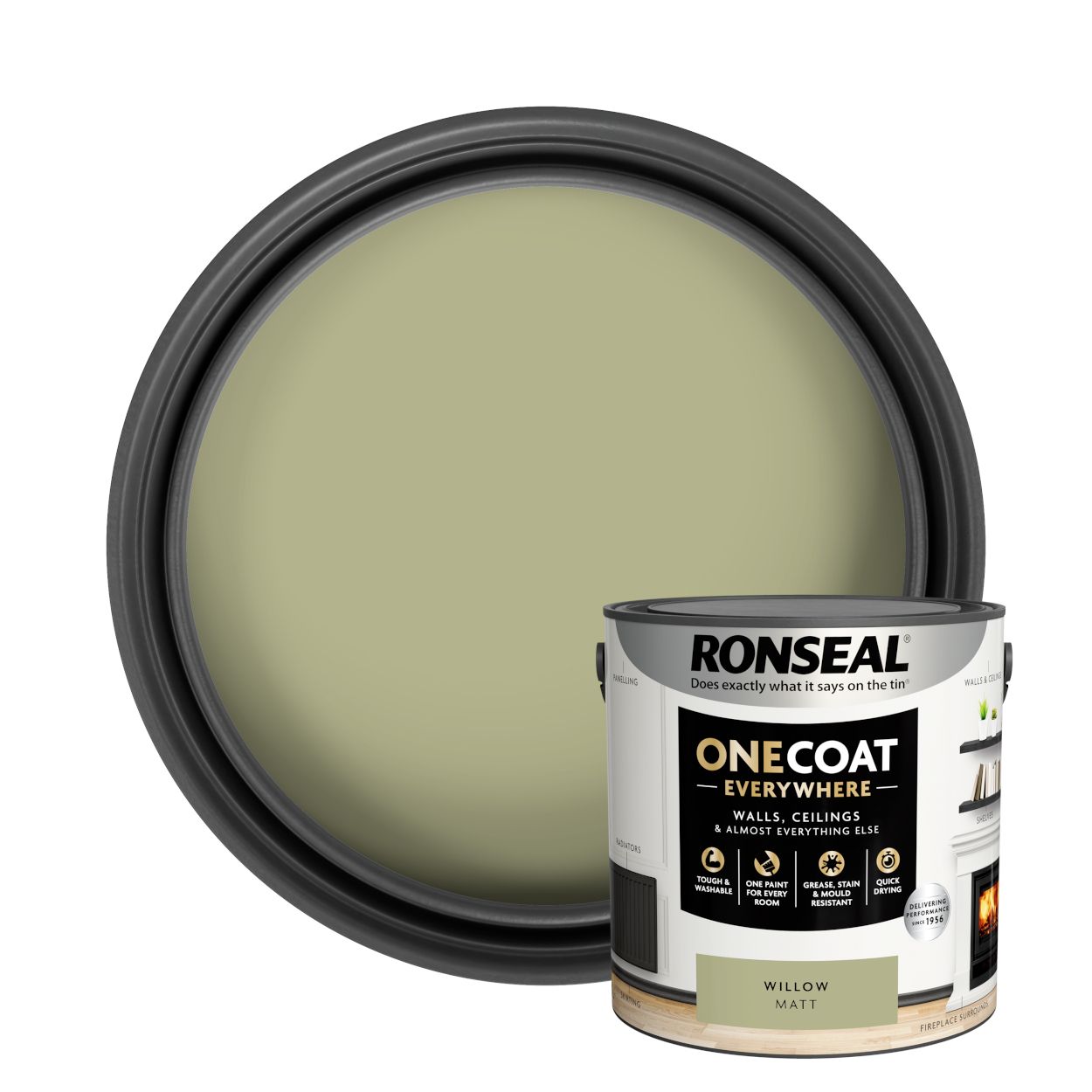 Ronseal One Coat Everywhere Paint Willow Matt 2.5L