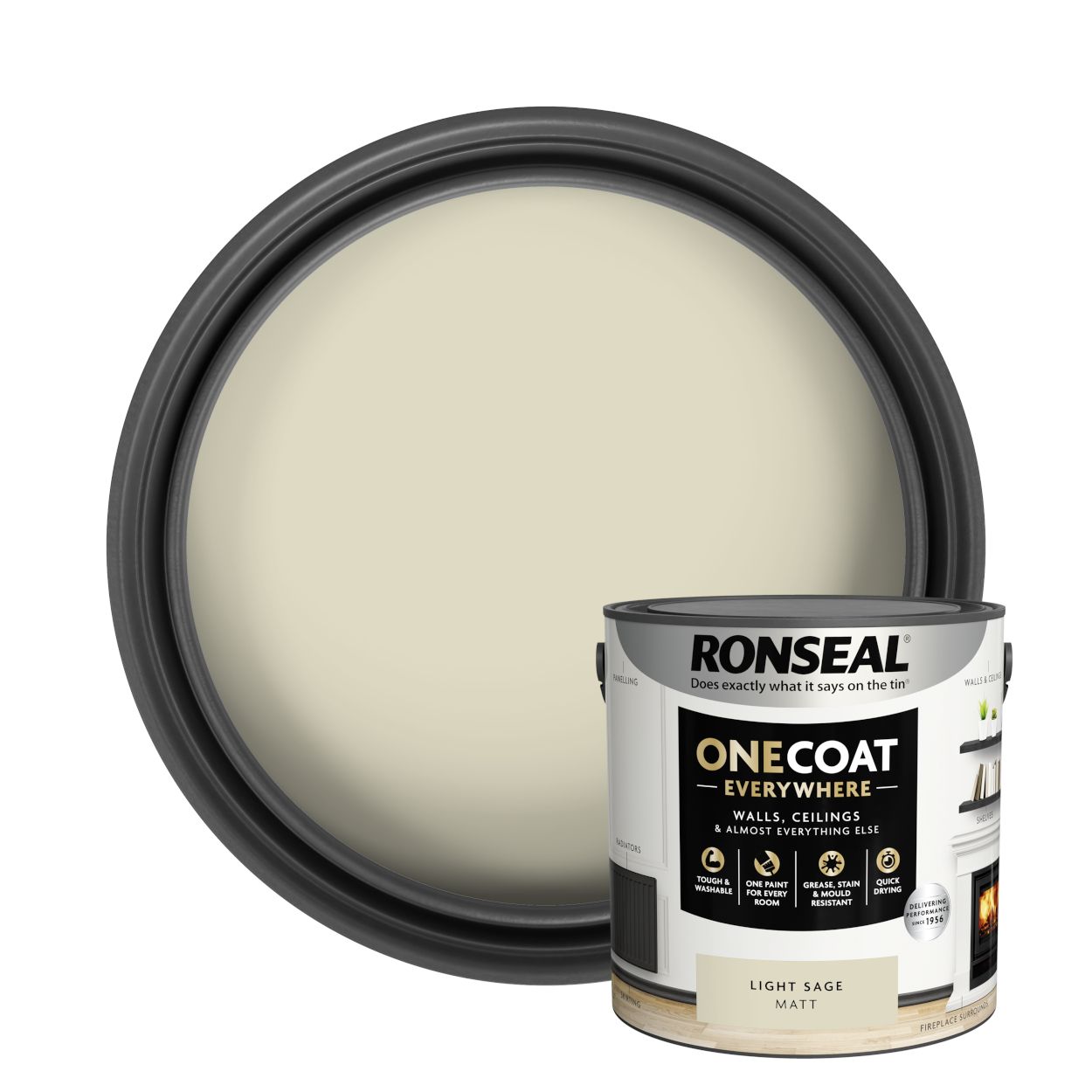 Ronseal One Coat Everywhere Paint Light Sage Matt 2.5L