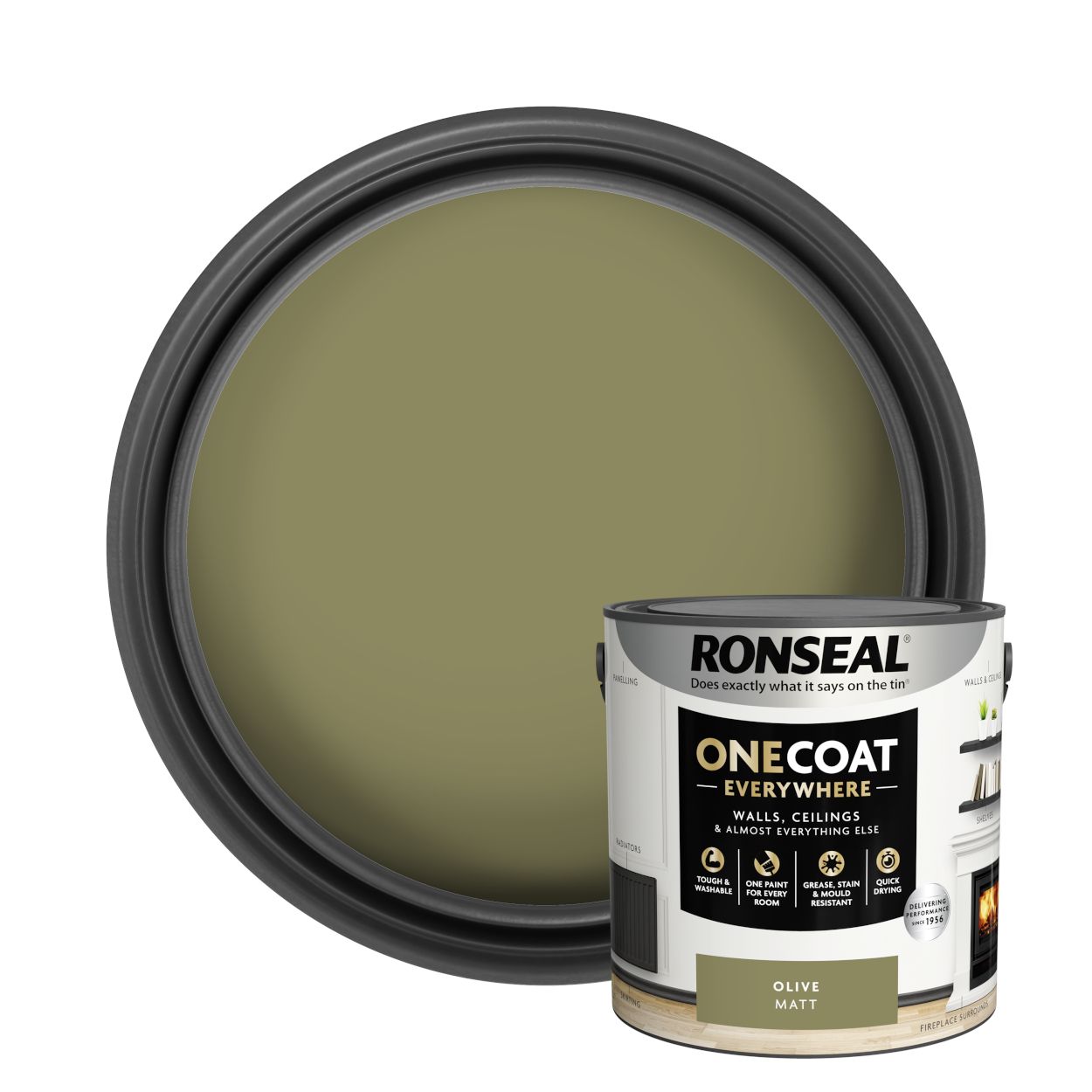 Ronseal One Coat Everywhere Paint Olive Matt 2.5L