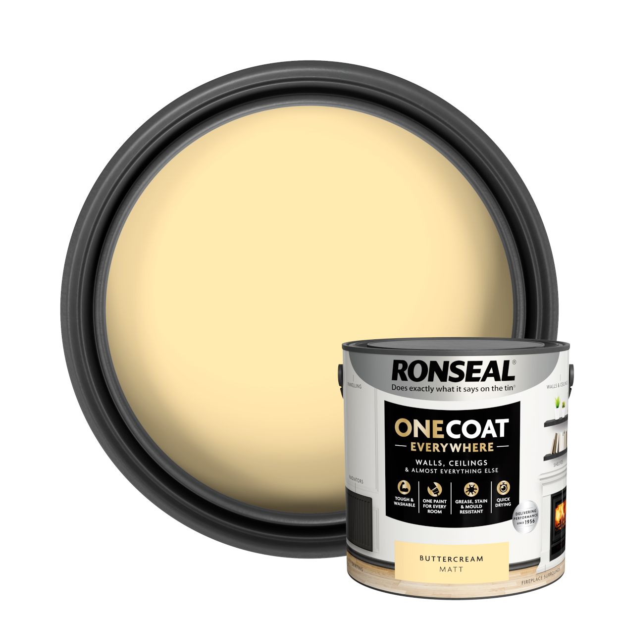 Ronseal One Coat Everywhere Paint Buttercream Matt 2.5L