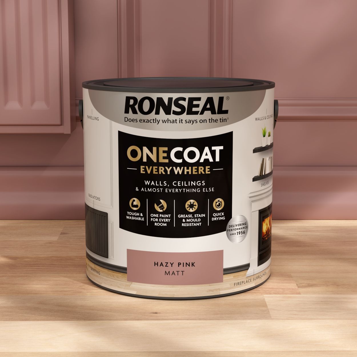 Ronseal One Coat Everywhere Paint Hazy Pink Matt 2.5L