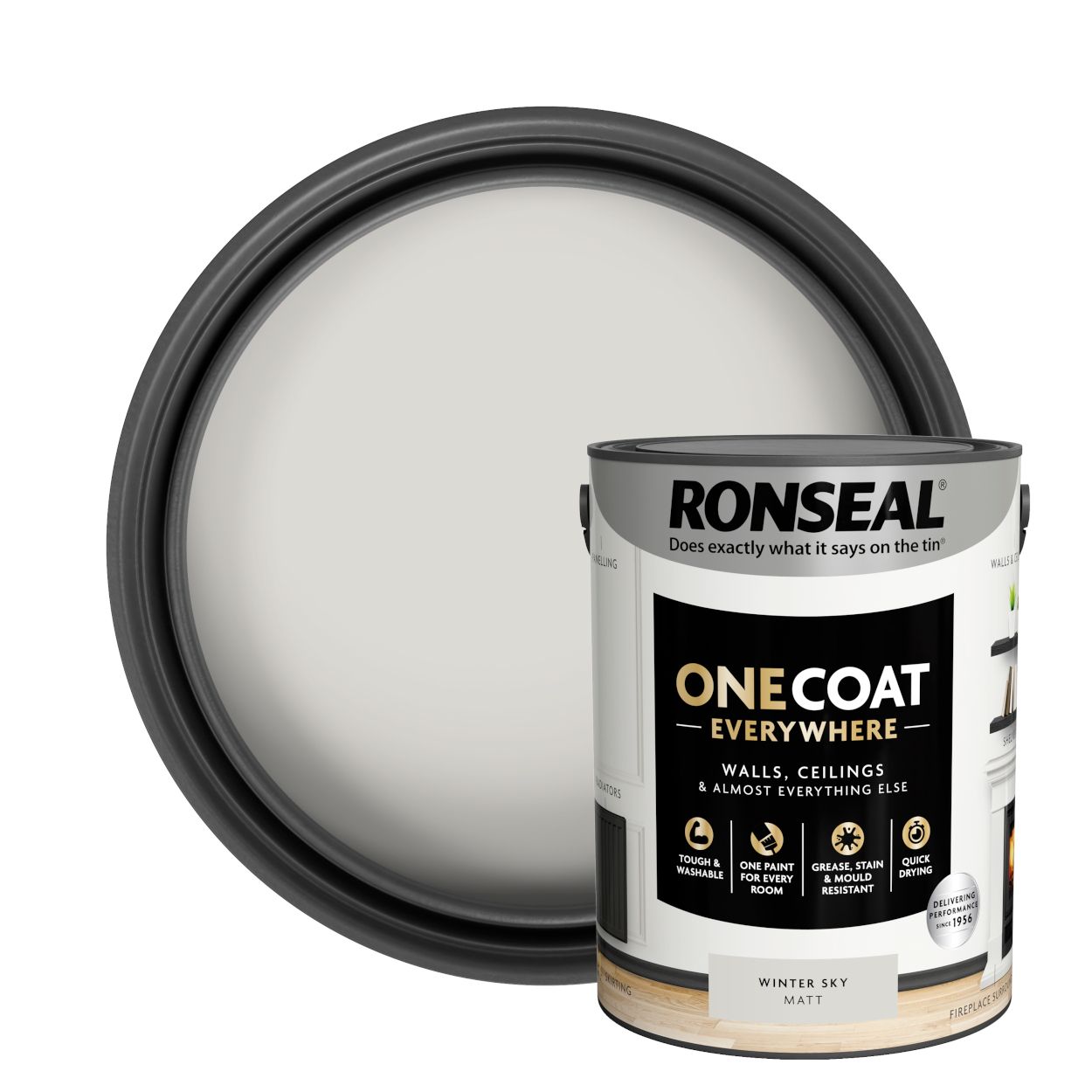 Ronseal One Coat Everywhere Paint Winter Sky Matt 5L