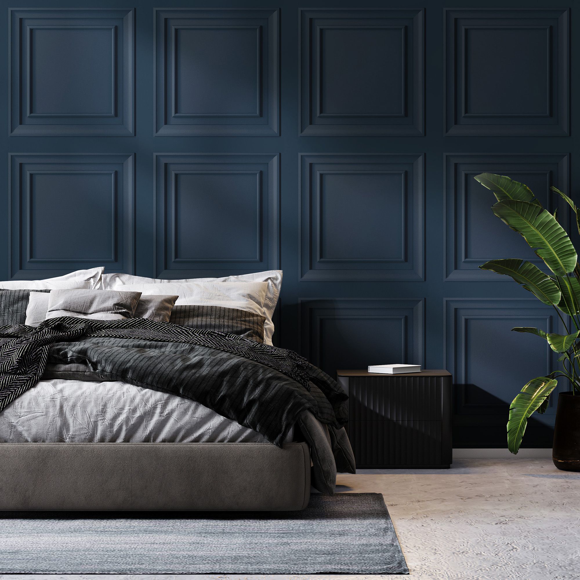 Fresco Wood Panel Blueberry Wallpaper