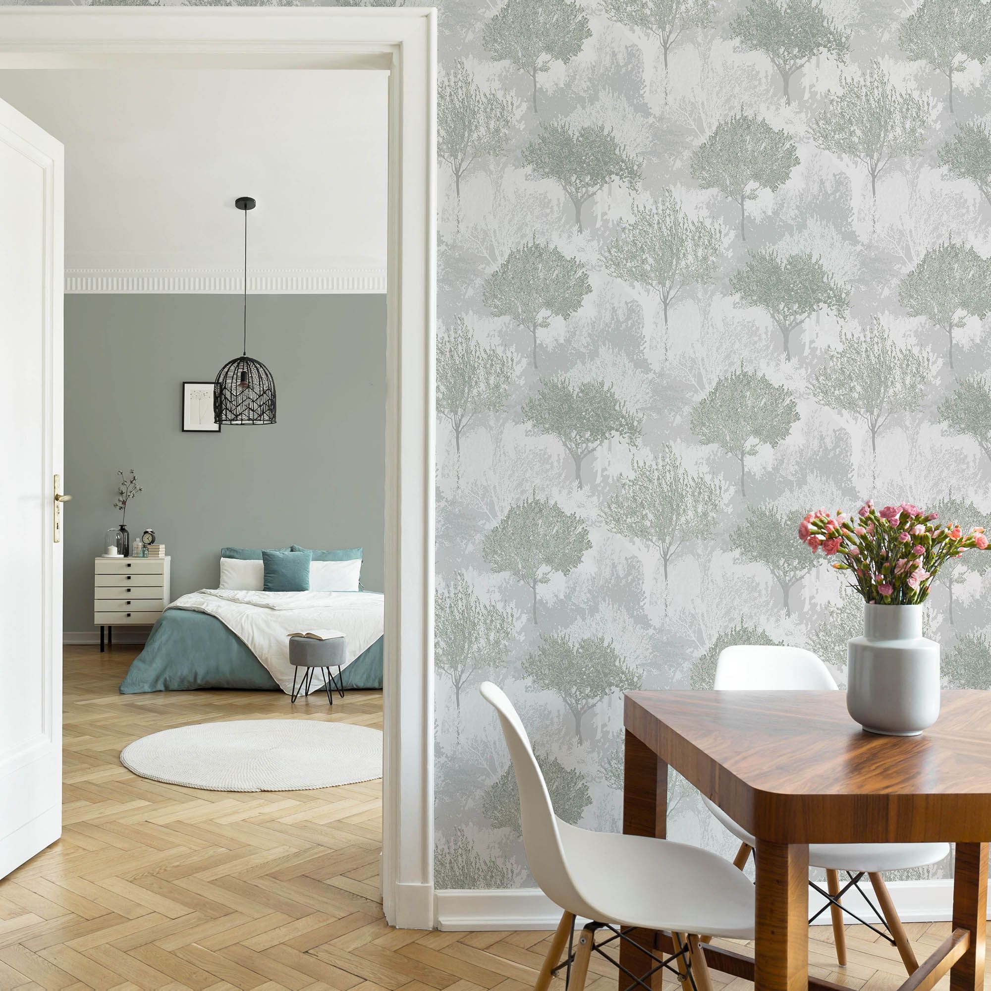 Superfresco Easy Birch - Sage Wallpaper