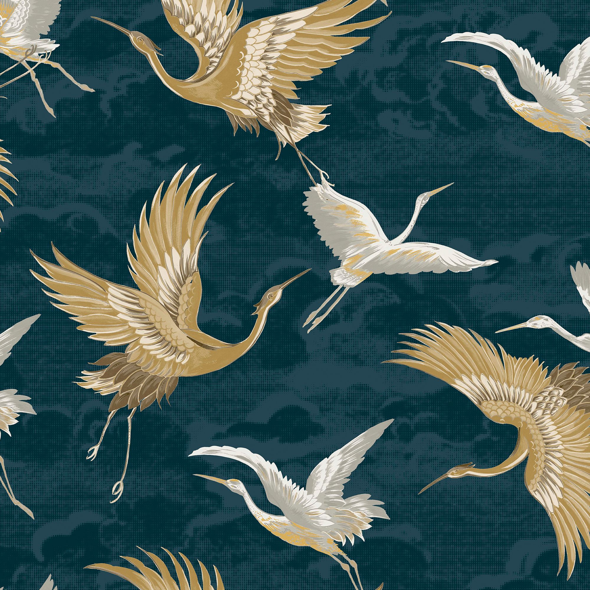 Sublime Kranes Petrol Wallpaper