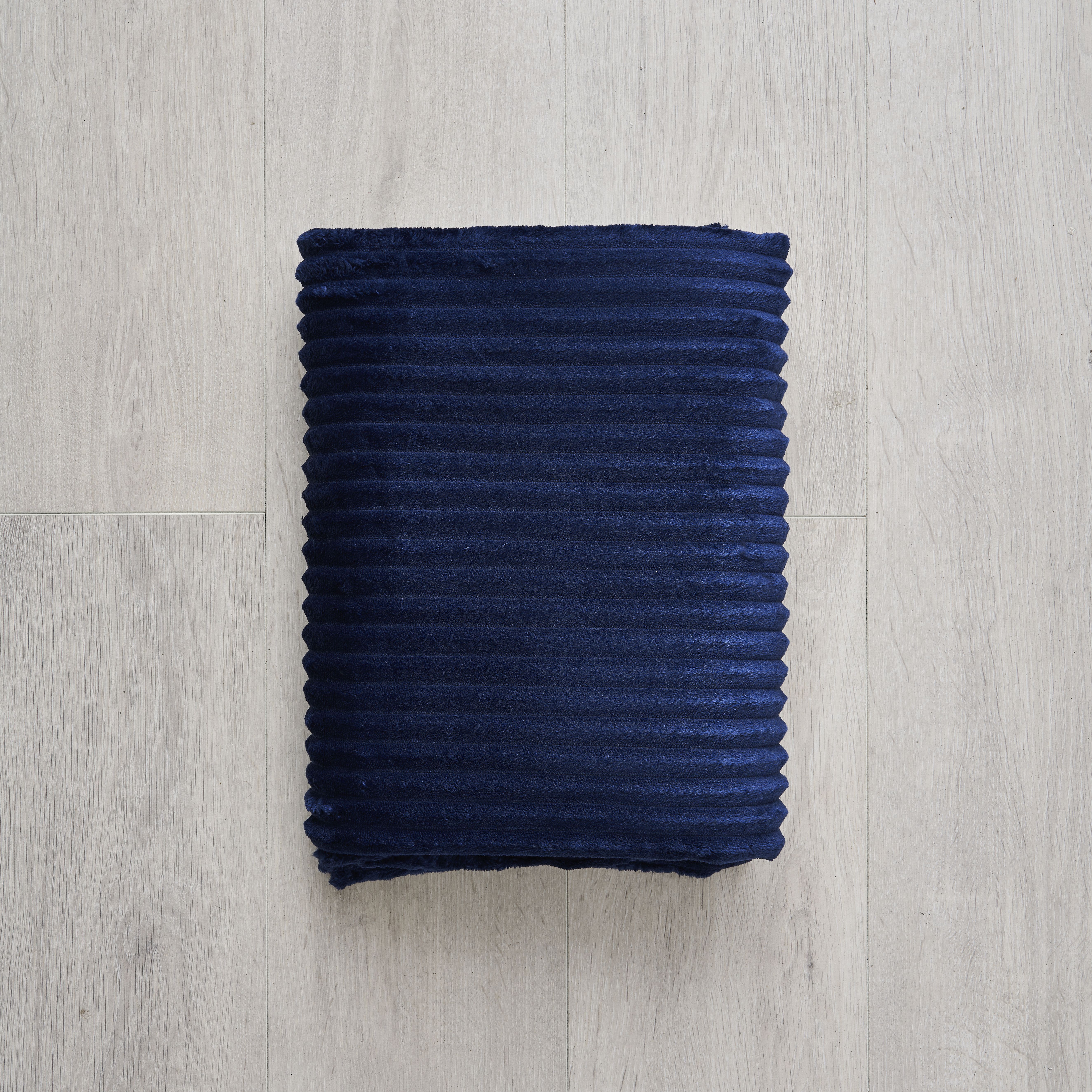 Ribbon Velour Throw - Navy