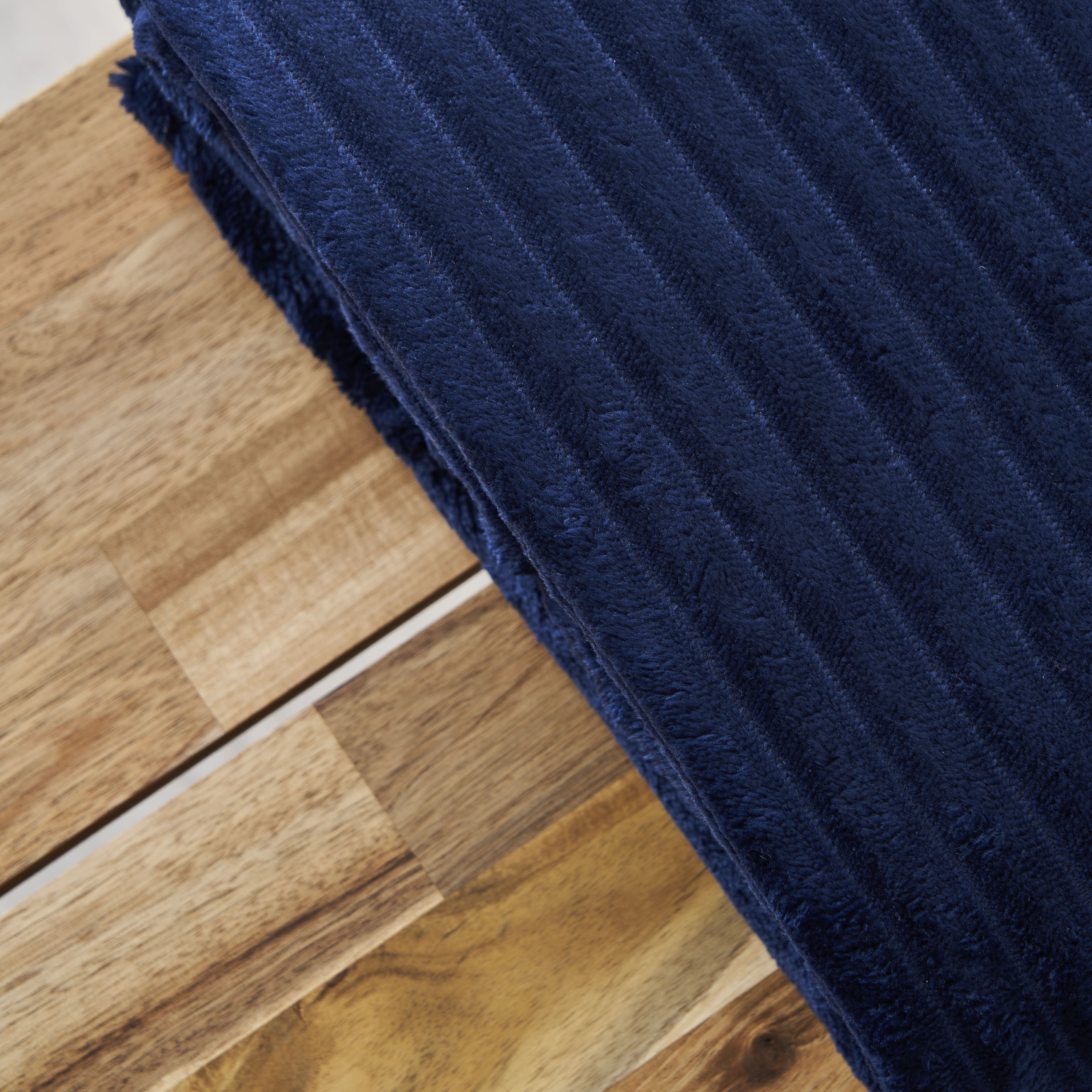 Ribbon Velour Throw - Navy
