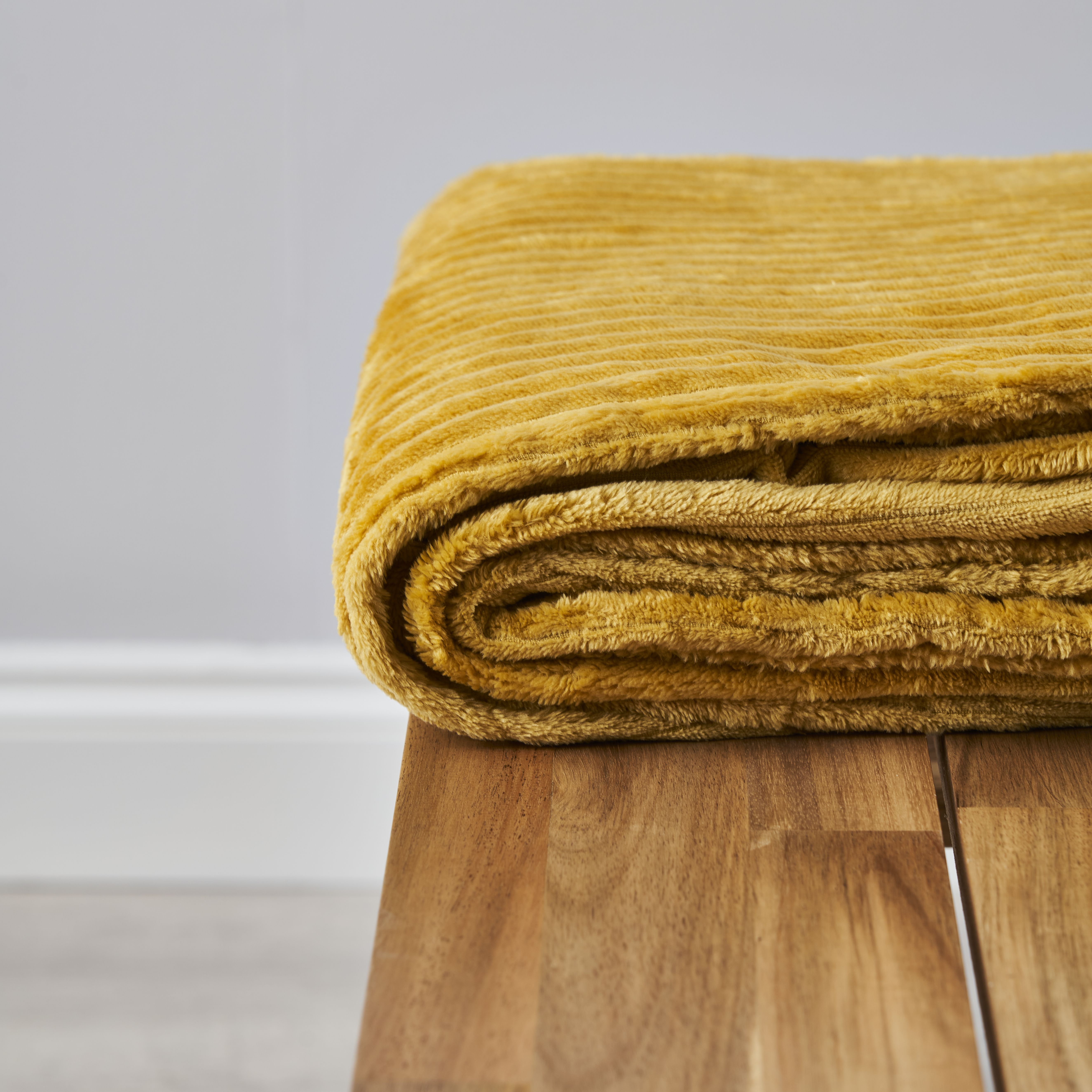 Ribbon Velour Throw - Ochre