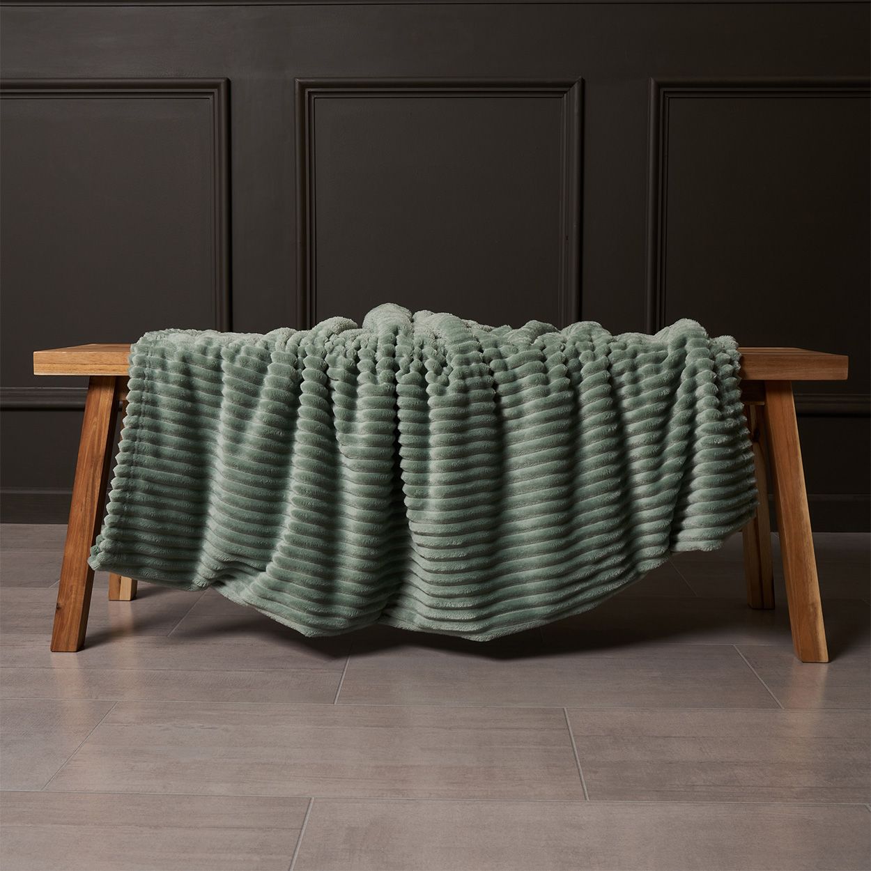 Ribbon Velour Throw 127x152cm Green