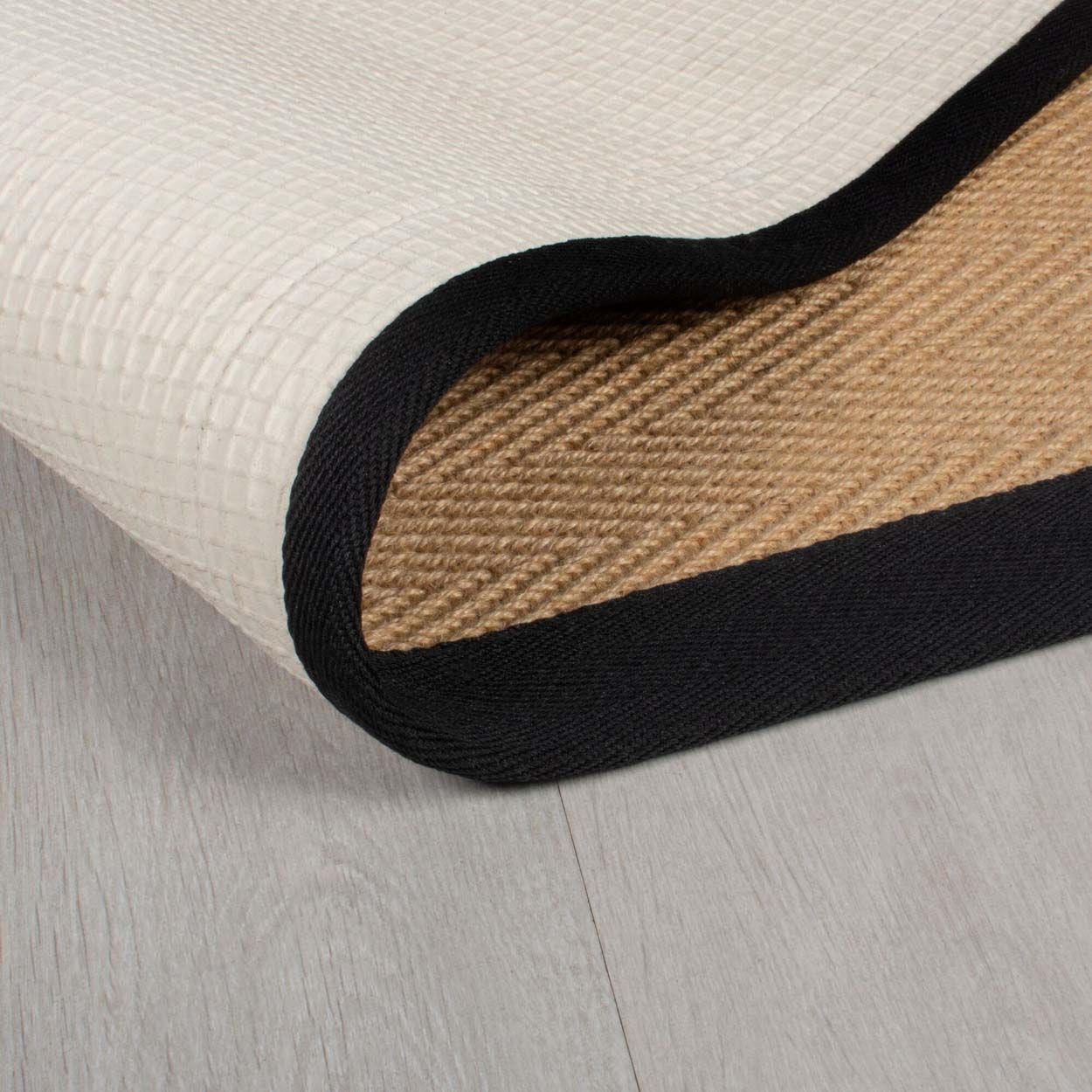 Herringbone Border Black Jute Rug 160x230