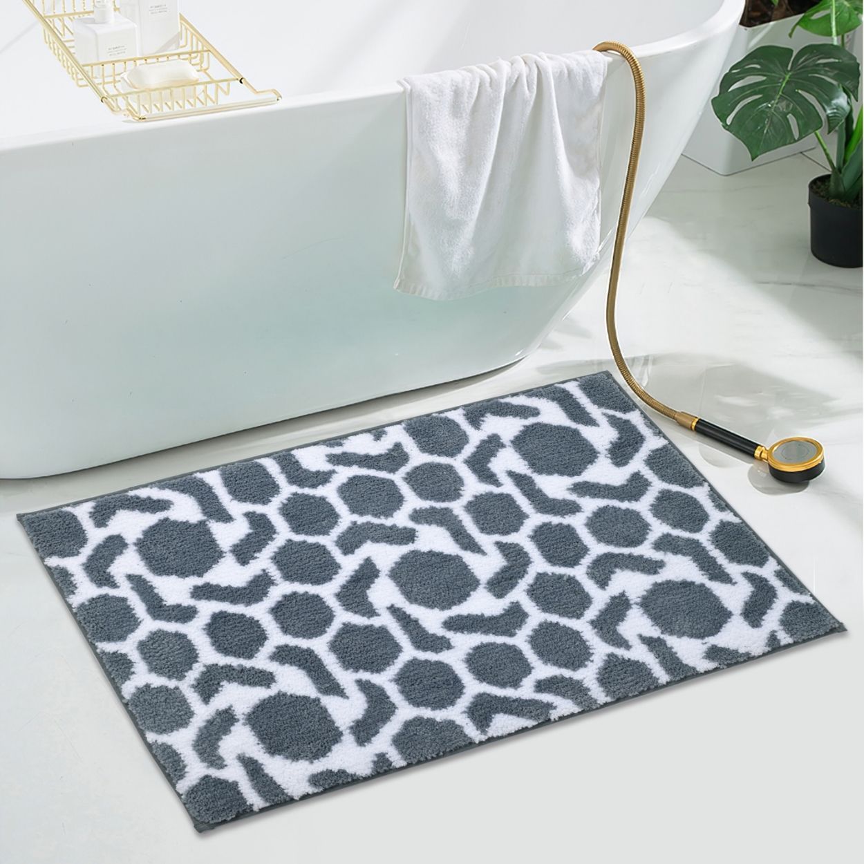 Blue & White microfibre Bath Mat