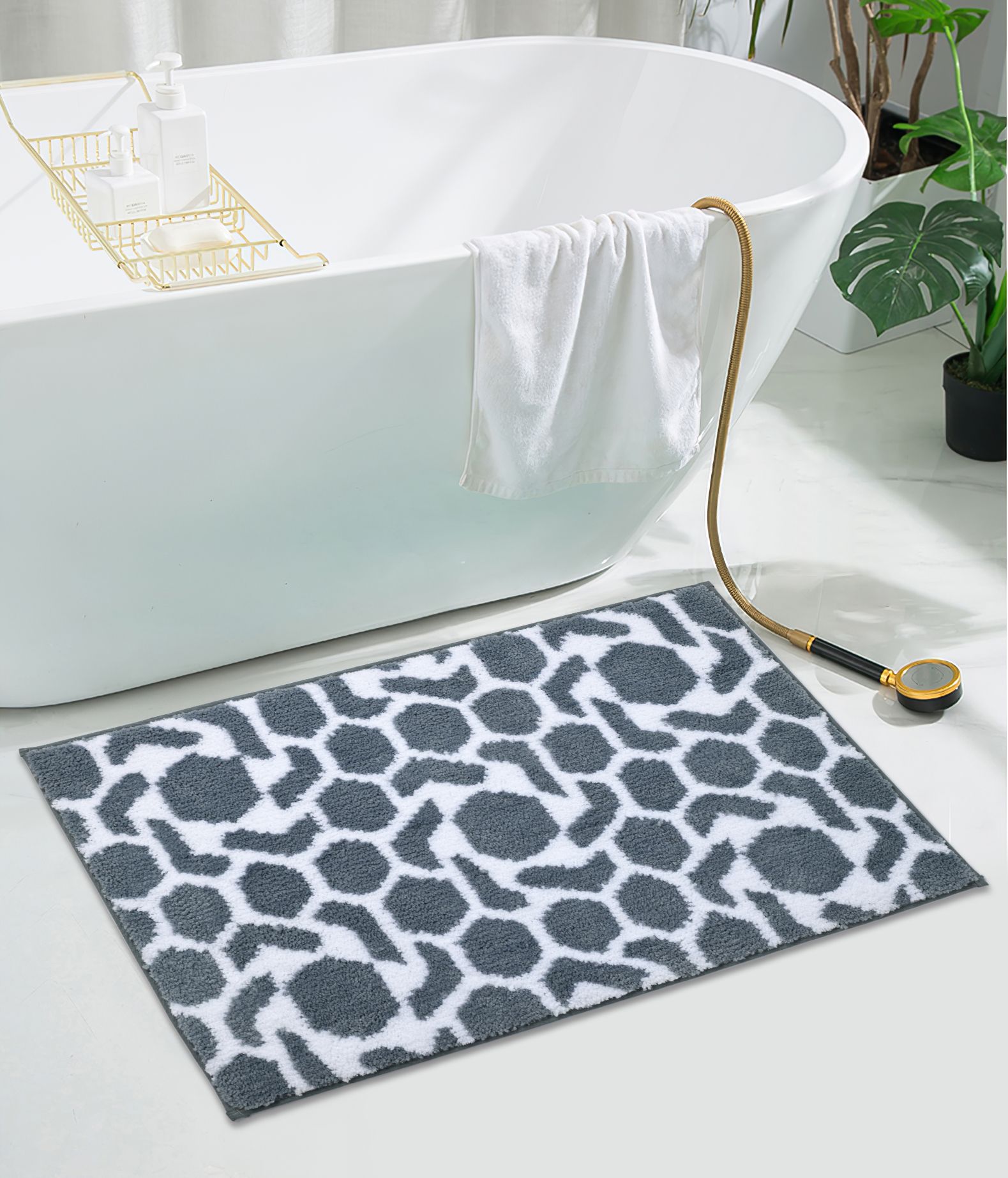 Blue & White microfibre Bath Mat