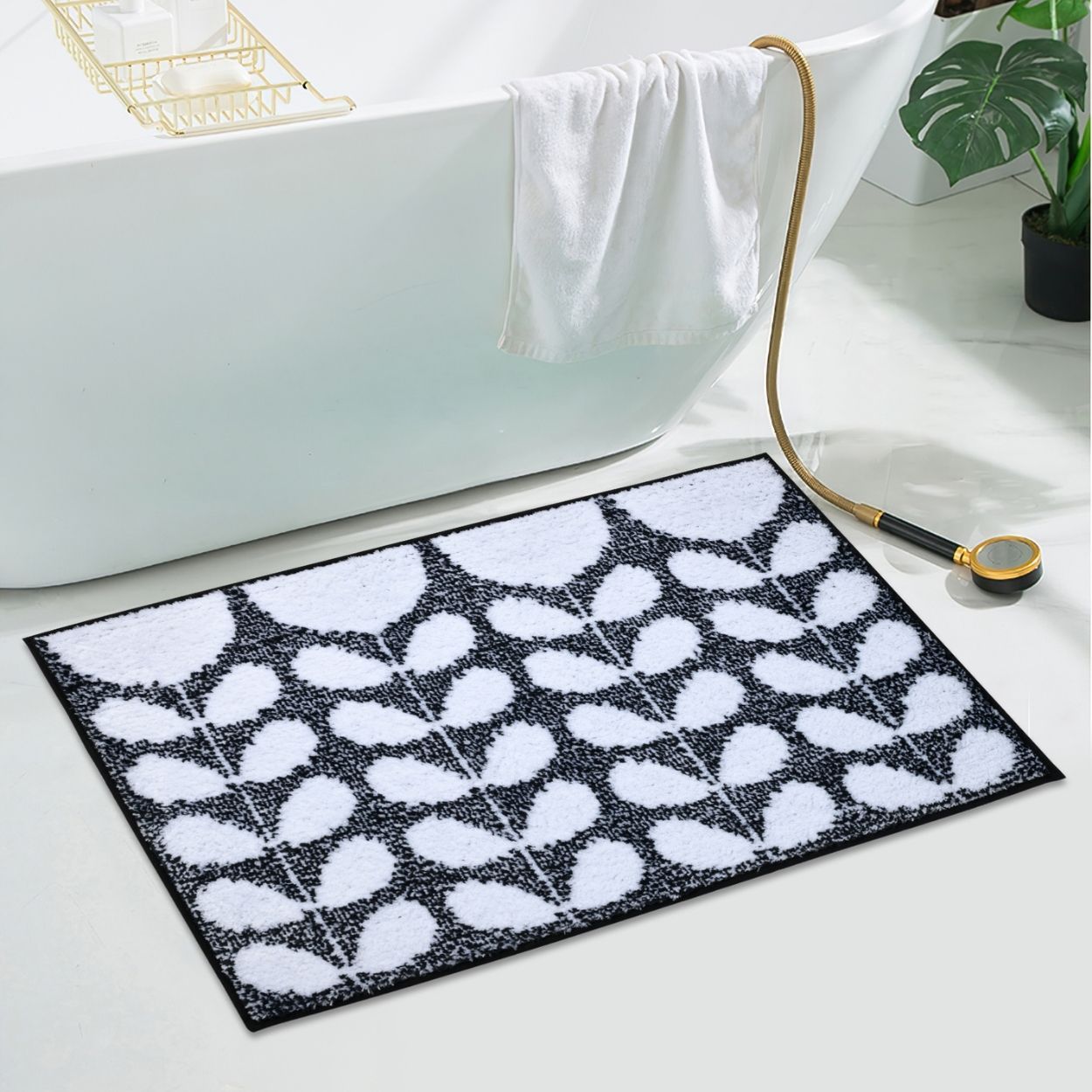 Black & White microfibre Bath Mat