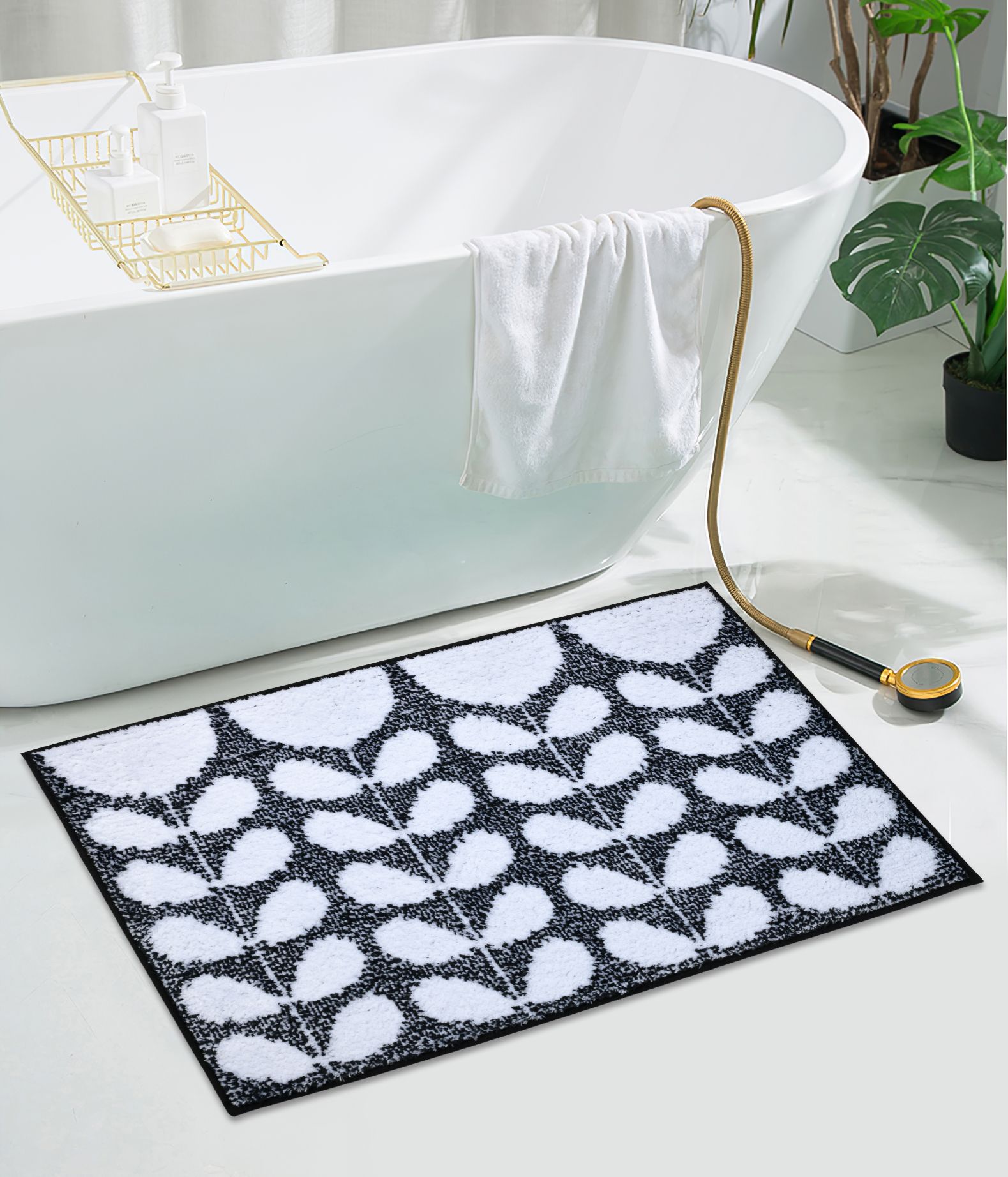 Black & White microfibre Bath Mat