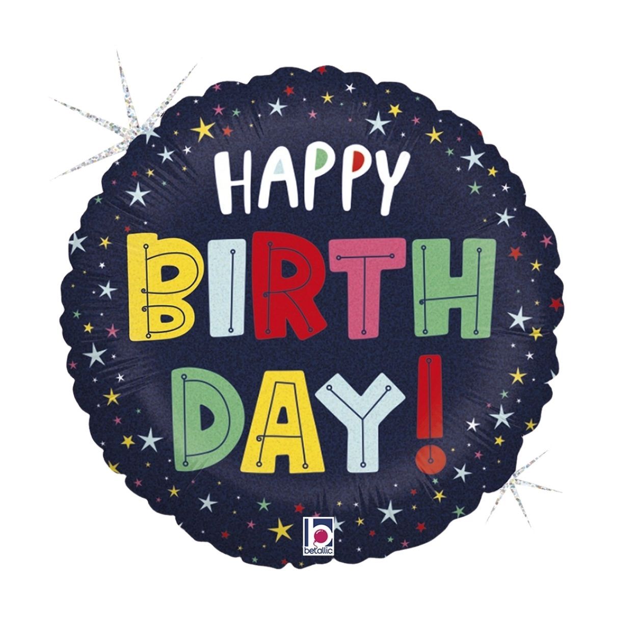 Birthday Colorful Stars Foil Balloon 18"