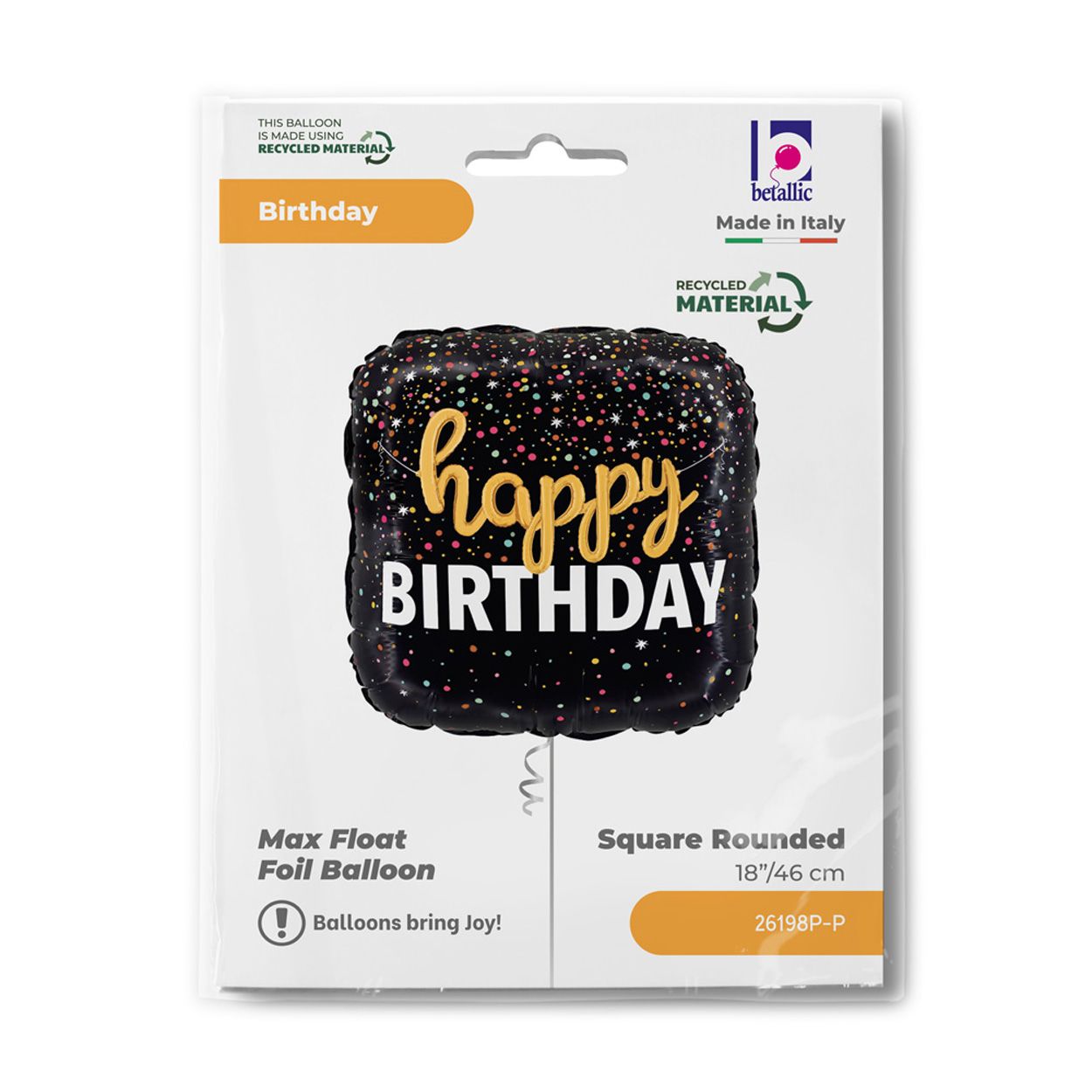 Birthday Script Confetti Foil Balloon 18"