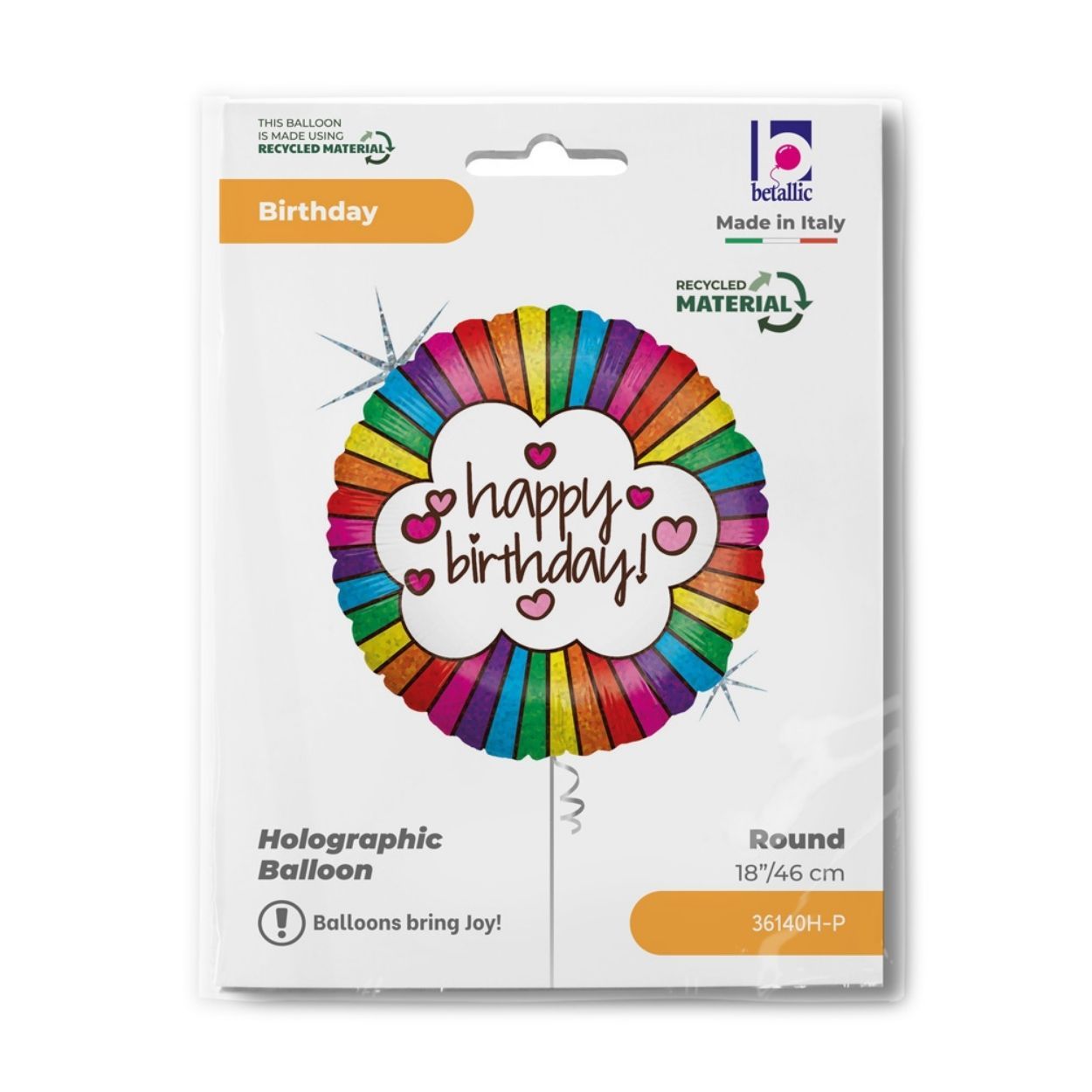 Retro Rainbow Birthday Foil Balloon 18"