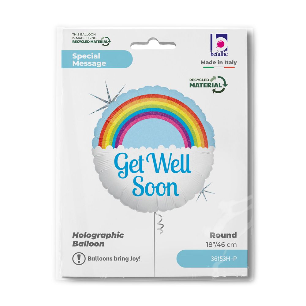 Get Well Soon Rainbow Foil Balloon 18"