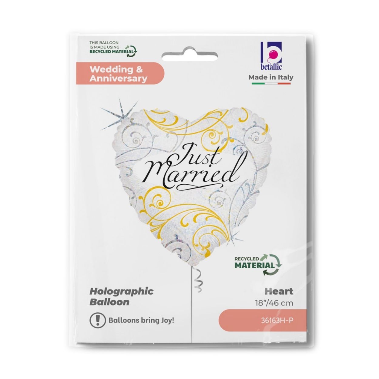 Just Married Filigree Foil Balloon 18"
