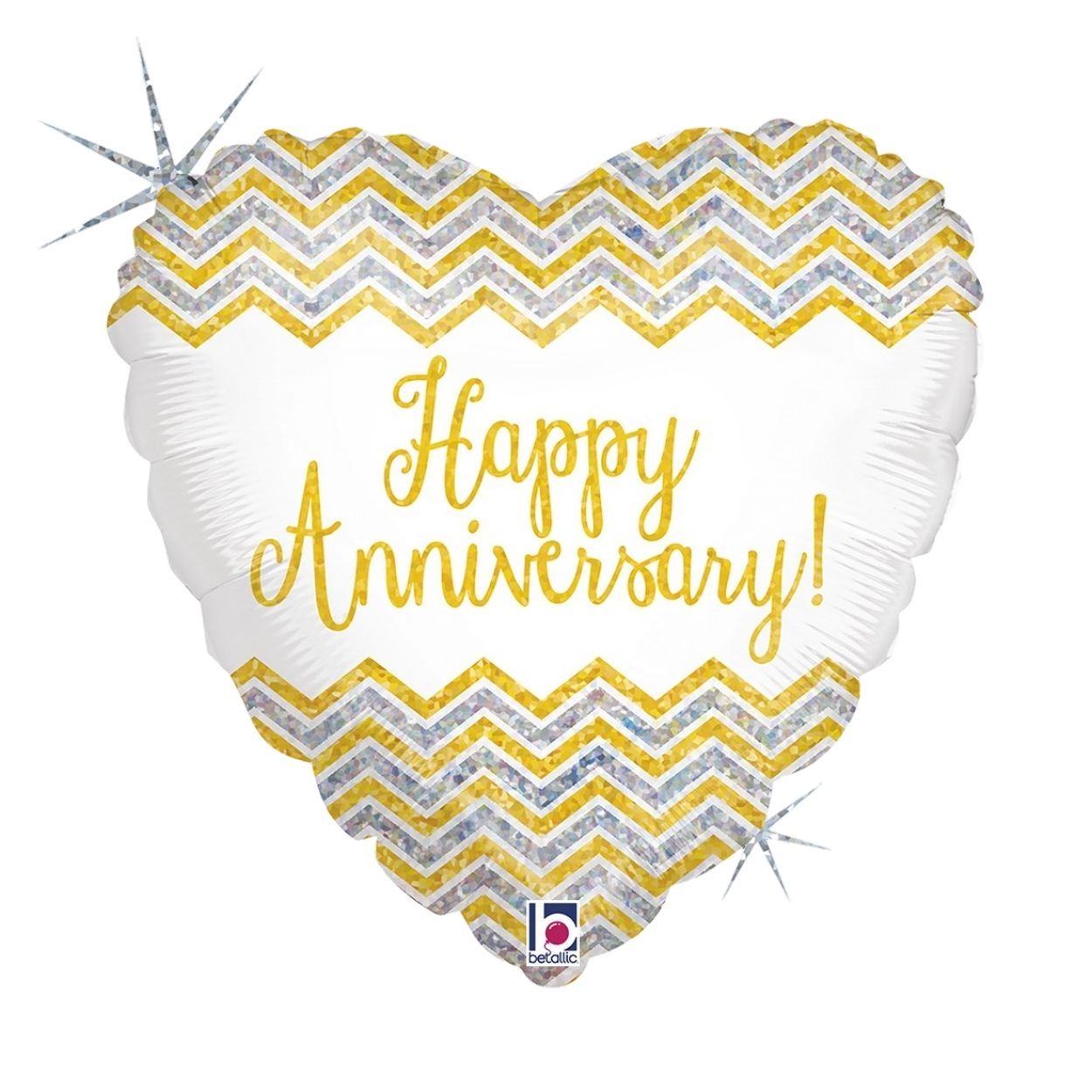 Chevron Anniversary Foil Balloon 18"