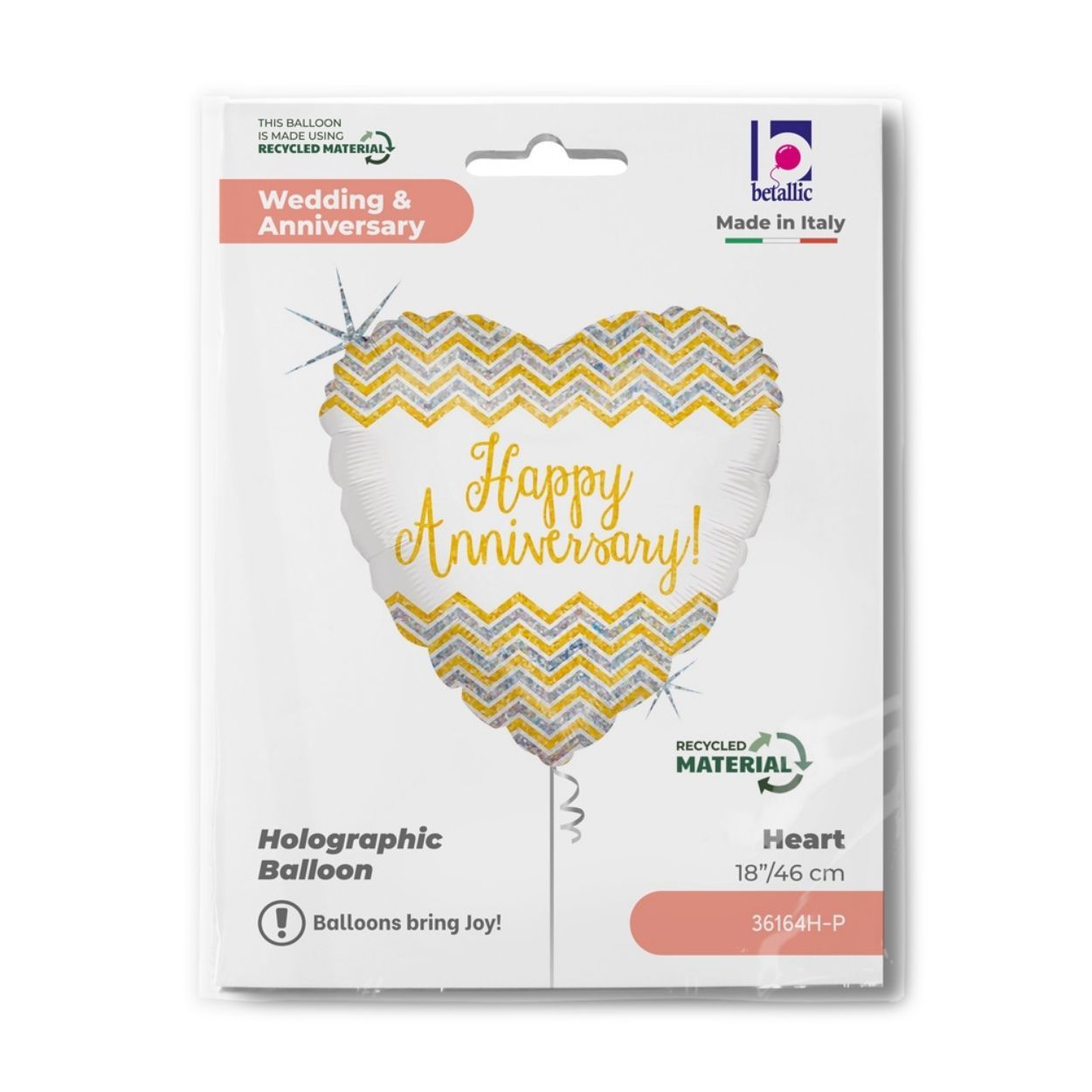 Chevron Anniversary Foil Balloon 18"