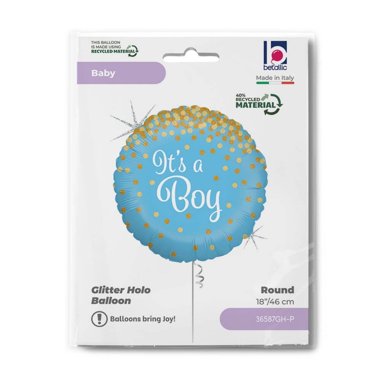 Glittering Its A Boy Foil Balloon 18"