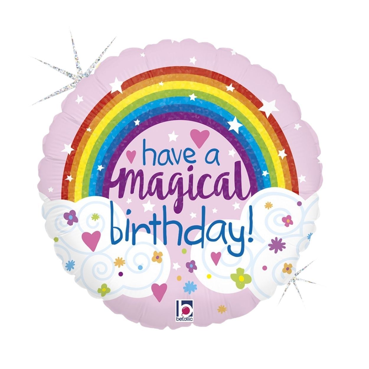 Glitter Magical Rainbow Birthday Foil Balloon 18"