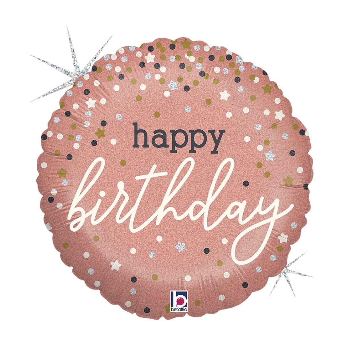 Rose Gold Confetti B Day Foil Balloon 18"