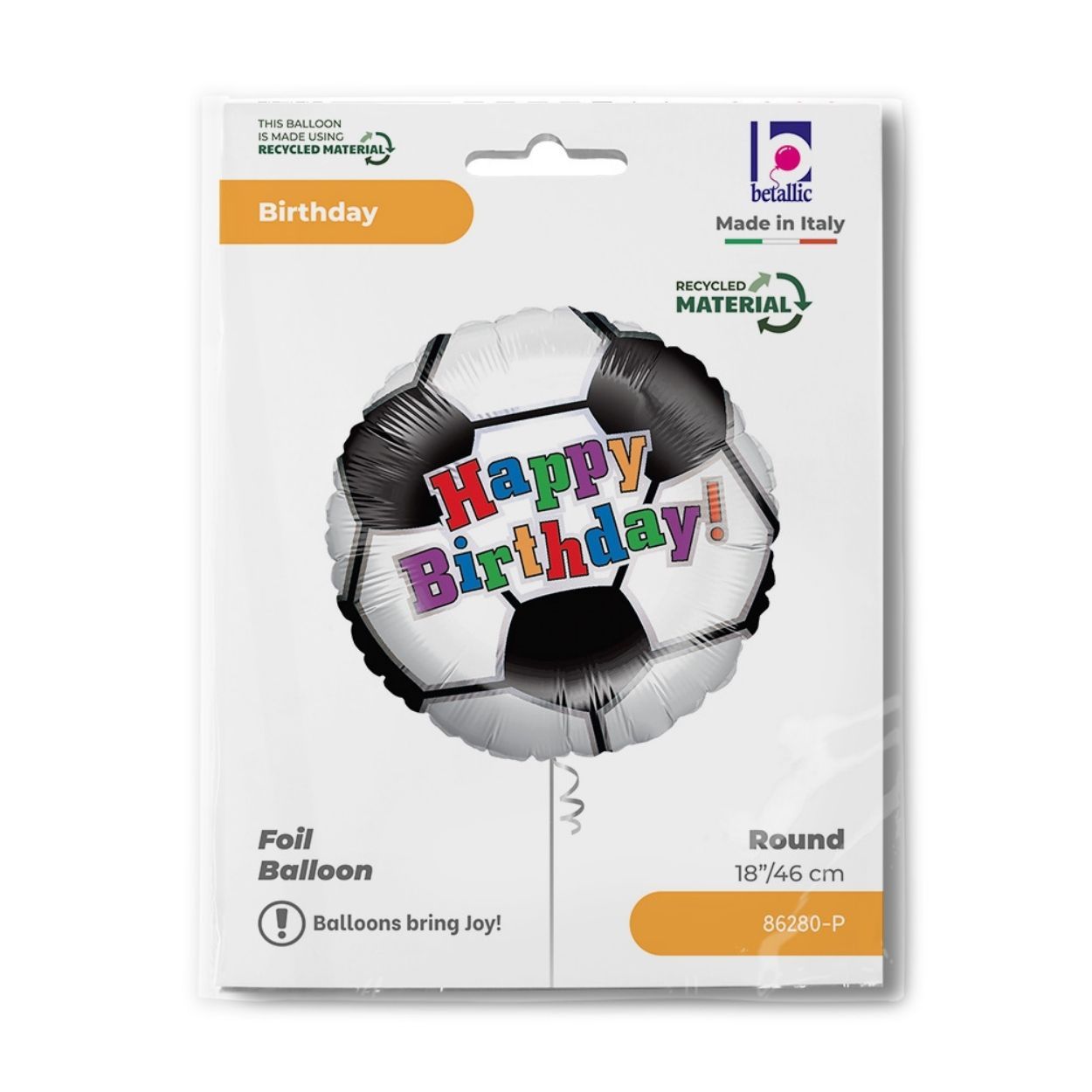Happy Birthday Soccerball Foil Balloon 18"