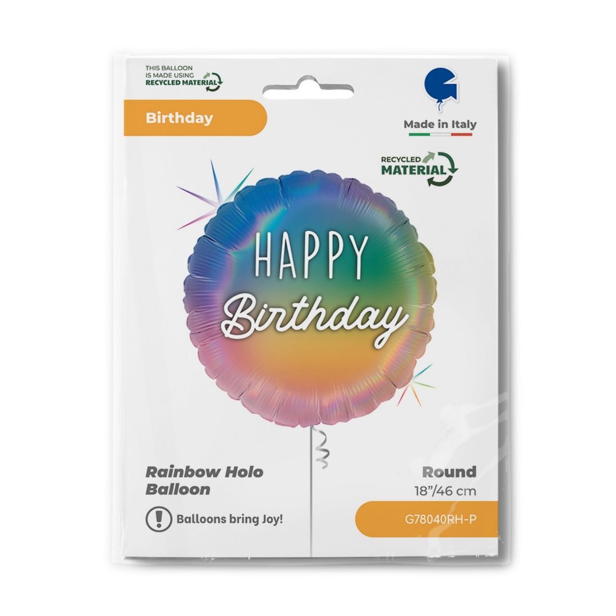 Happy Birthday Colourful Rainbow Foil Balloon 18"