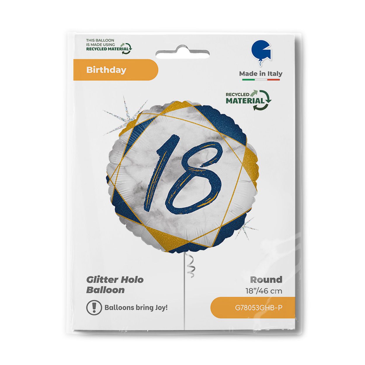 Glitter Holo Blue 18 Foil Balloon 18"