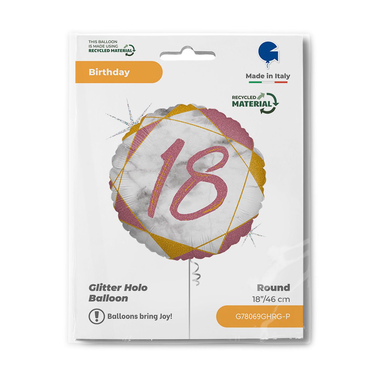 Glitter Holo 18 Rosegold Foil Balloon 18"