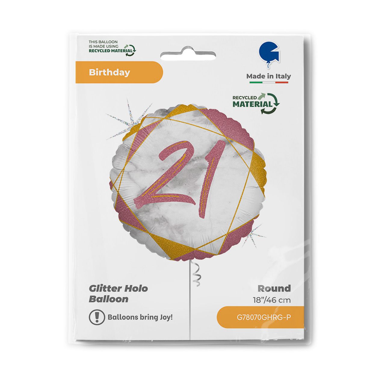 Marble Mate 21 Rose Gold Foil Balloon 18"